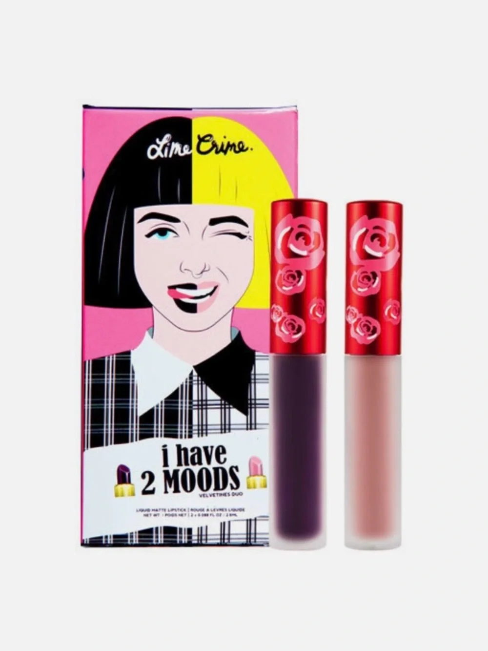 Lime Crime Velvetines Matte Liquid Lipstick 2 Moods Duo - Raven & Marshmallow